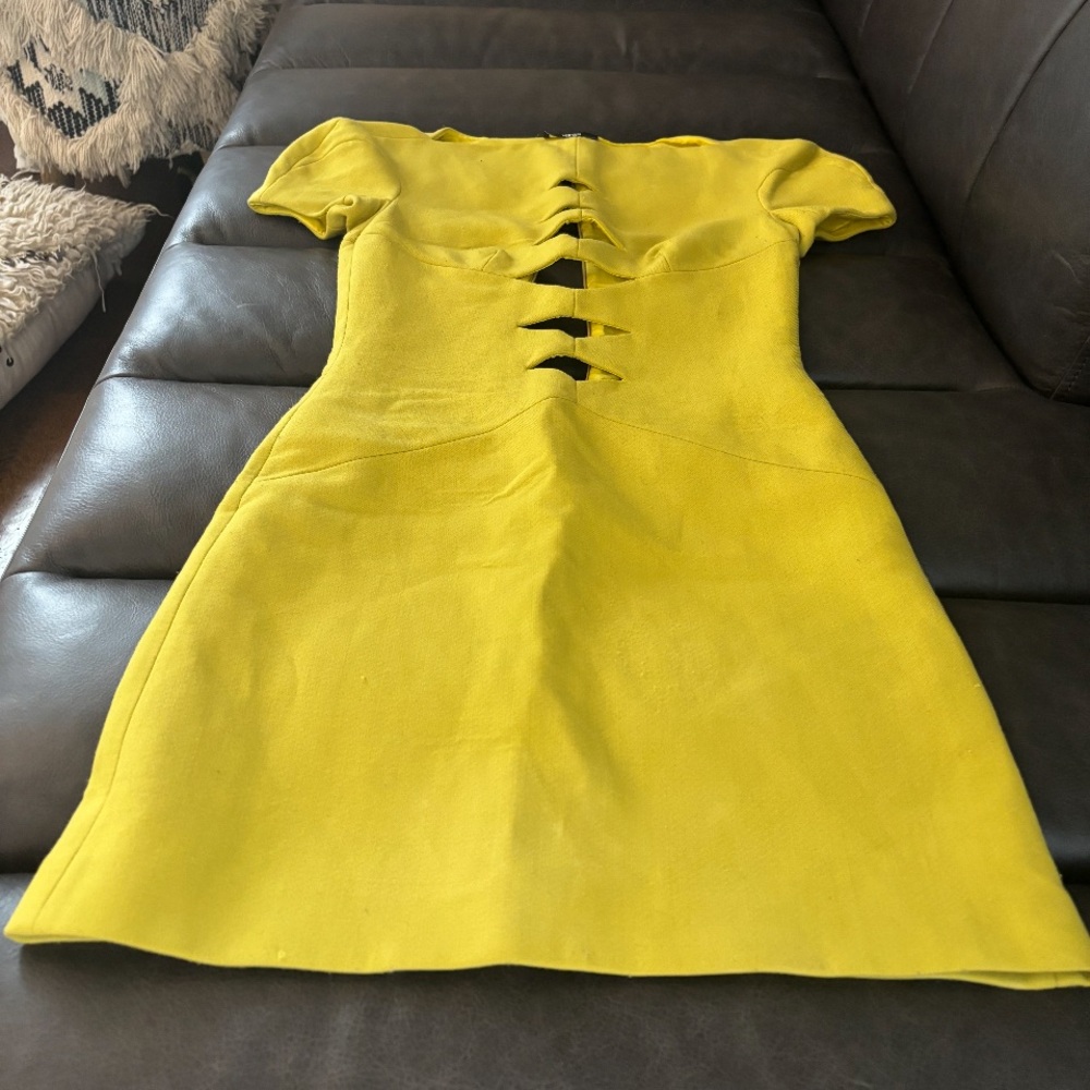 Versus Versace Vibrant Yellow Mini Cut-out Dress